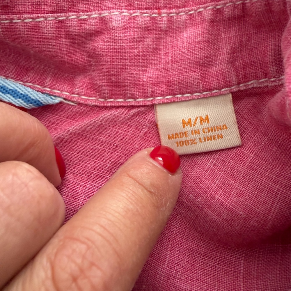Tommy Bahama Men's Casual Red Button Down Shirt - Picture 5 of 10